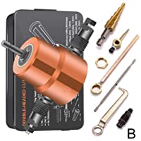 Reuvv Cabeza Doble Hoja Cortadora Lámina Metal Taladro Accesorio Metal Cortador con Extra Perforadora Ideal para Recto…